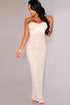 Exquisite Sexy Strapless Lace Layout White Evening Dress
